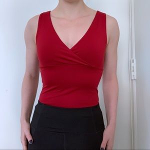 Express red Y2K V-neck fitted stretchy sexy sleeveless top 90s vintage party XS